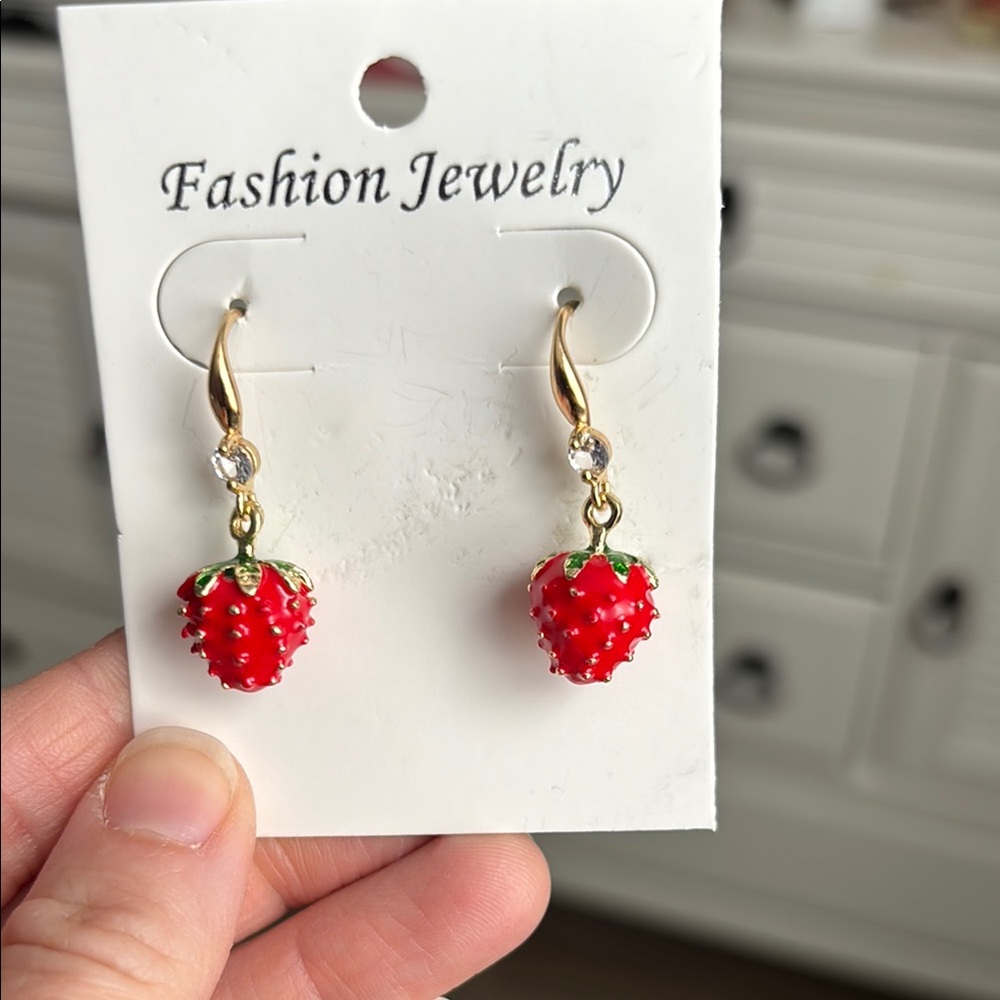 Fashion Jewelry Red and Gold Berry Earrings NWT